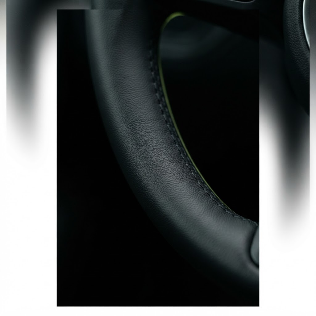 Steering wheel after FreshWheel — clean, dry and matte